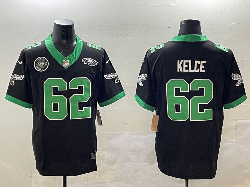 Men Philadelphia Eagles #62 Kelce Black three generations 2025 Nike Vapor Limited NFL Jersey style 5